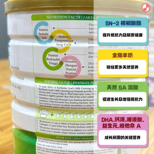 Karihome 儿童配方羊奶粉的成分